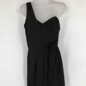 NWT Club Monaco Women’s Black One Shoulder Waist Tie Zip Short Mini Wrap Dress 0
